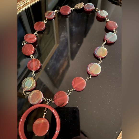 3 for $30 Vintage Gold Tone Linked Iridescent Glass Bead Necklace - Picture 4 of 10